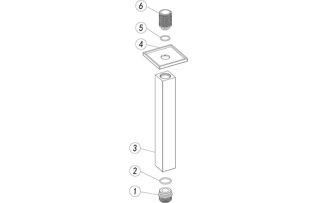 Square Ceiling Arm 180mm - Chrome-Shower Arms-DICM0740-