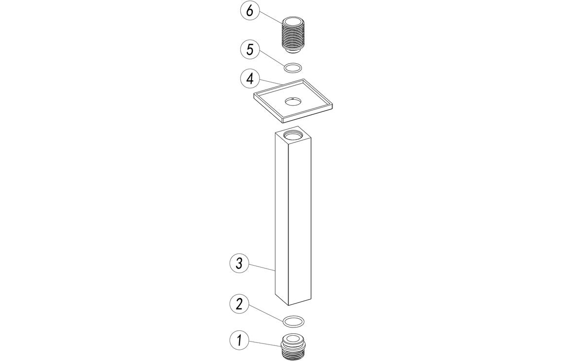 Square Ceiling Arm 180mm - Chrome-Shower Arms-DICM0740-