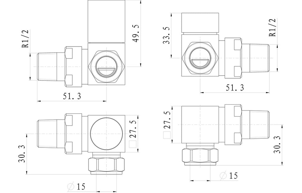 Square Chrome Radiator Valves-Heating-DIRA0236-