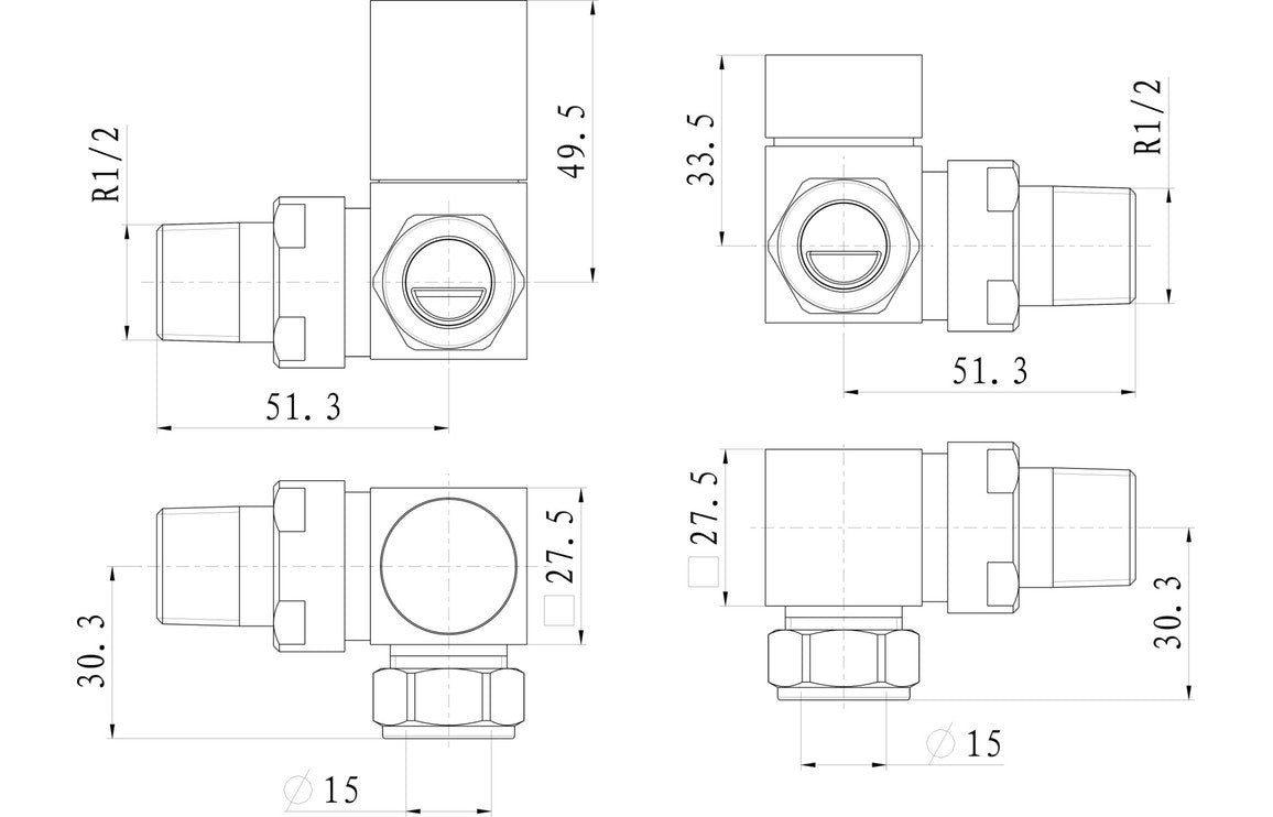 Square Chrome Radiator Valves-Heating-DIRA0236-