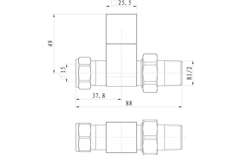 Square Chrome Radiator Valves-Heating-DIRA0236-