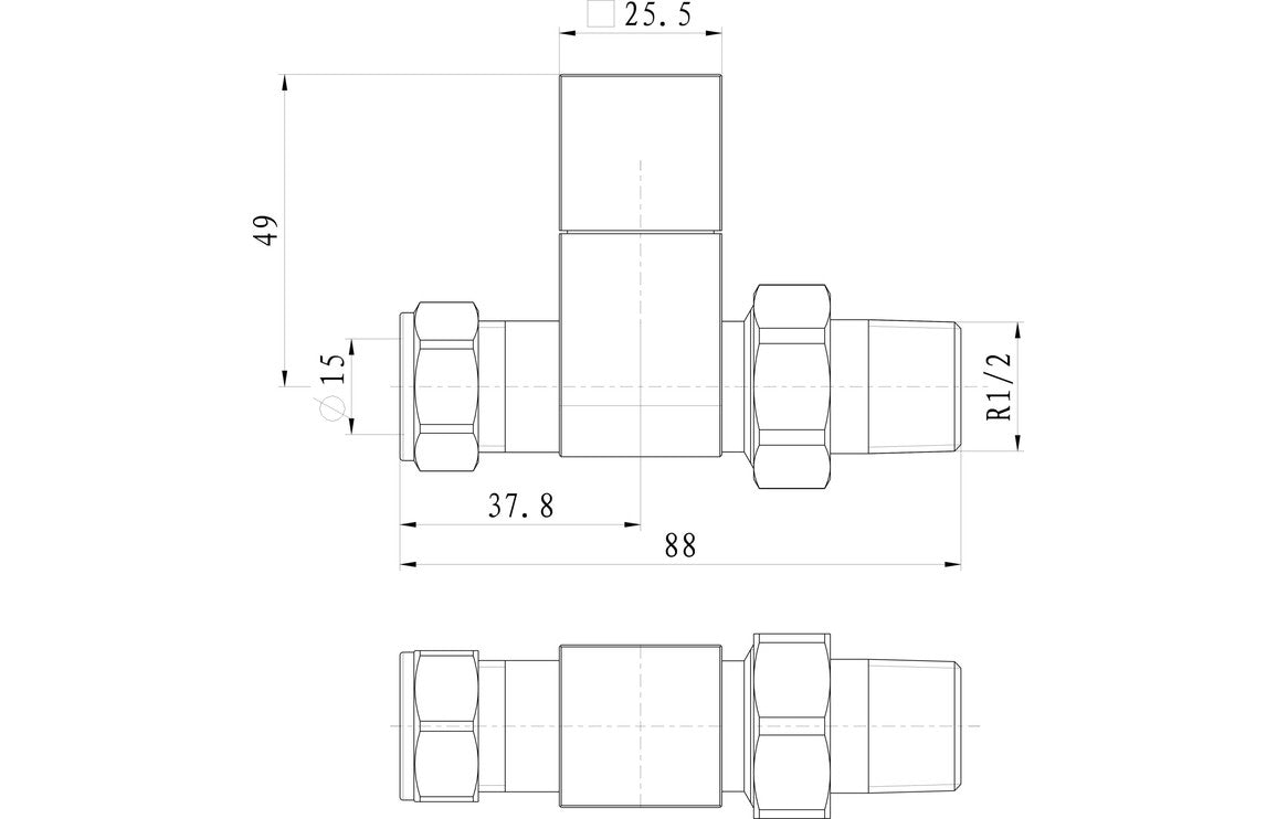 Square Chrome Radiator Valves-Heating-DIRA0236-
