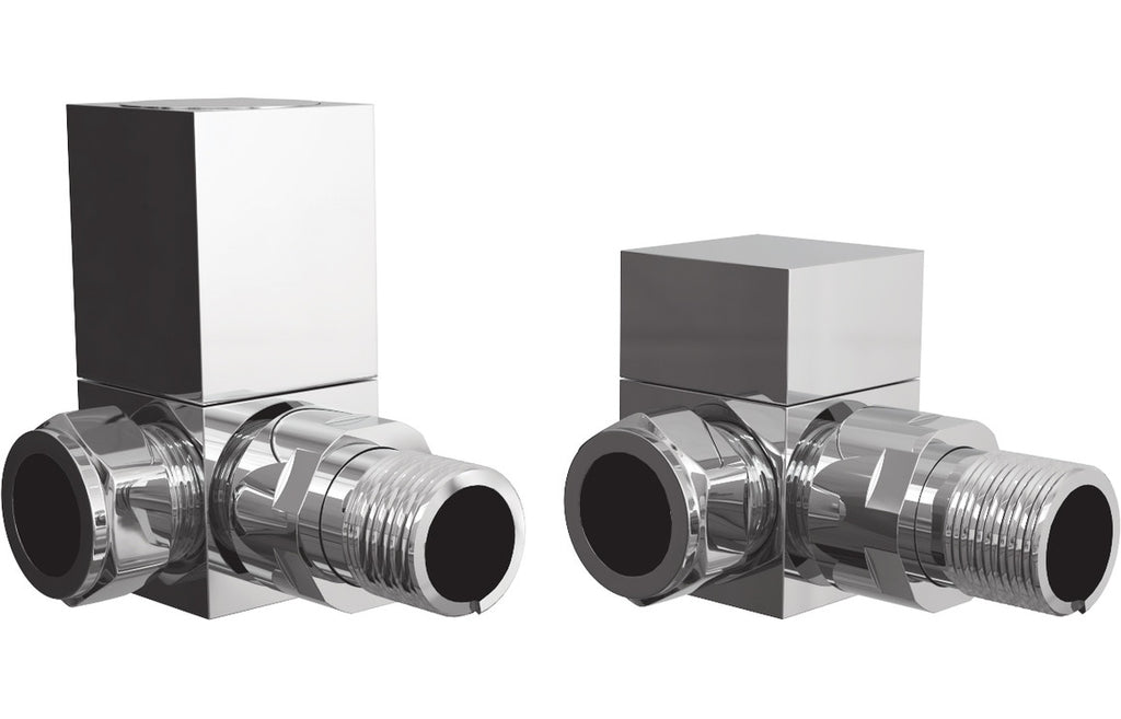 Square Chrome Radiator Valves-Heating-DIRA0236-Corner-