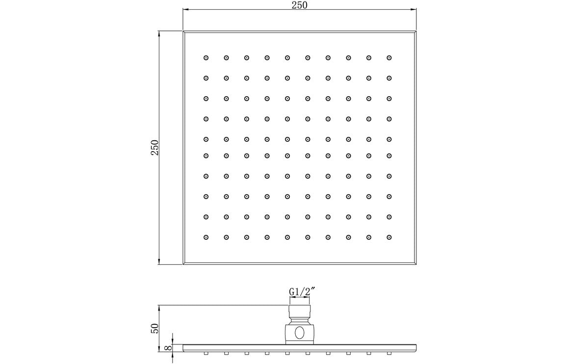 Square Showerhead - Chrome-Shower Heads-DICM0648-