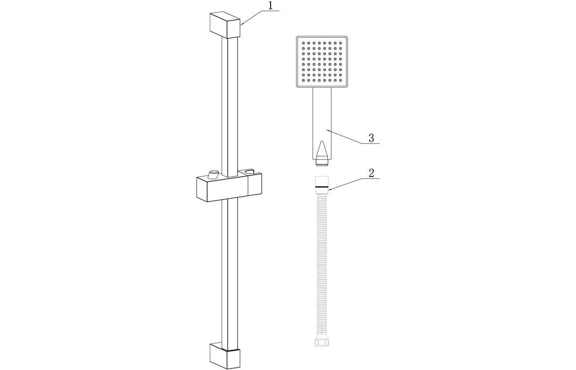 Square Slider Rail Kit & Single Mode Handset-Shower Rail Kits-DICM0630-