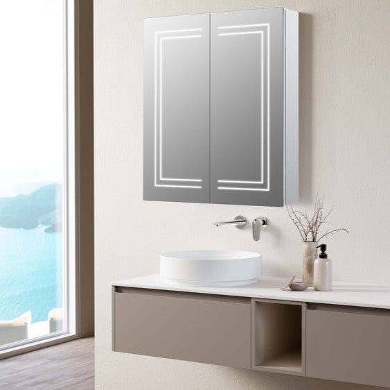 Suki 600mm 2 Door Front-Lit LED Mirror Cabinet-Mirrors-DICMS0120-
