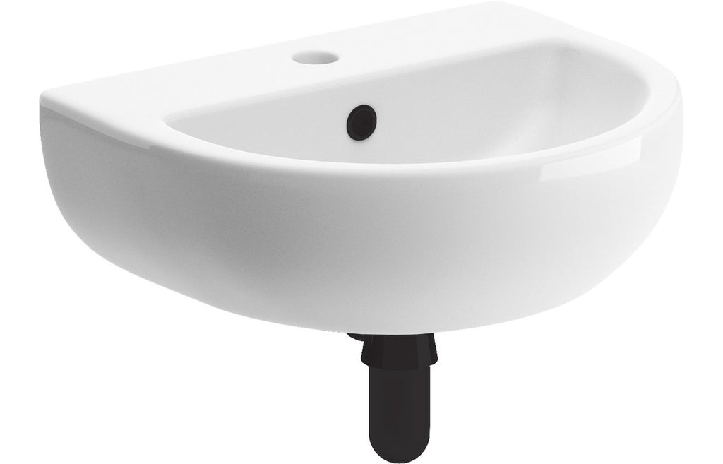Tammy 450x400mm 1TH Cloakroom Basin & Bottle Trap-Basins-DIBP1162-Black-