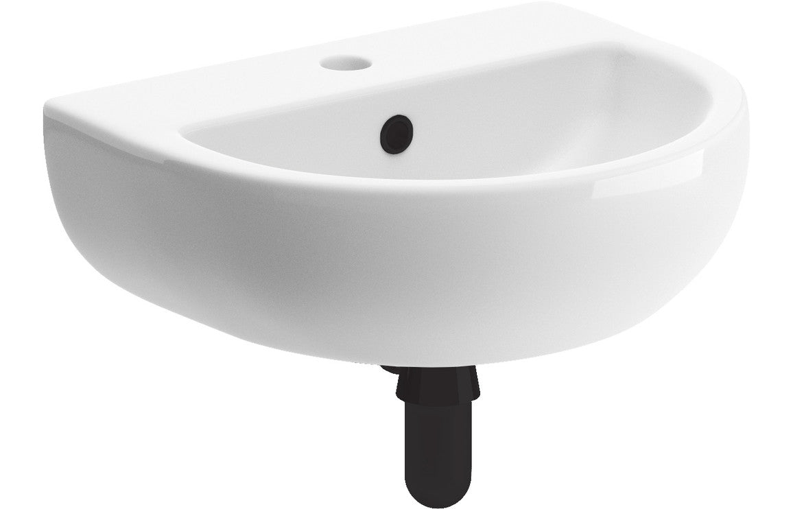 Tammy 450x400mm 1TH Cloakroom Basin & Bottle Trap-Basins-DIBP1162-Black-