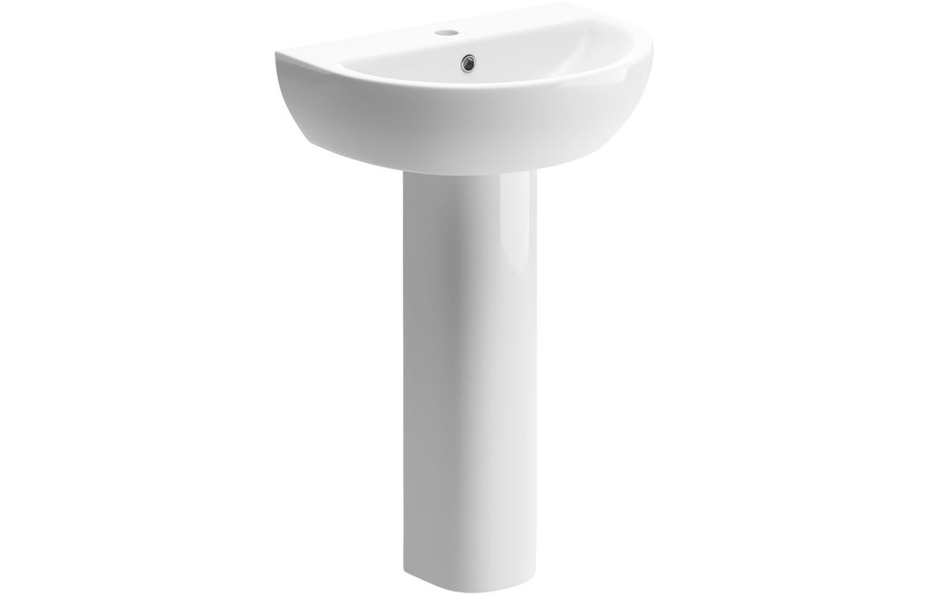 Tammy 550x400mm 1TH Basin & Full Pedestal-Basins-DIPB1164-