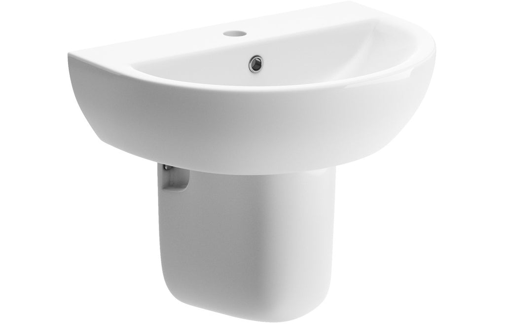Tammy 550x400mm 1TH Basin & Semi Pedestal-Basins-DIPB1164-