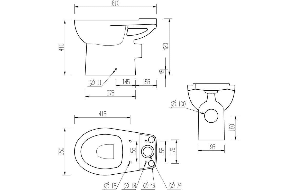 Tammy Close Coupled Open Back WC & Soft Close Seat-Toilets-DIPTP0216-