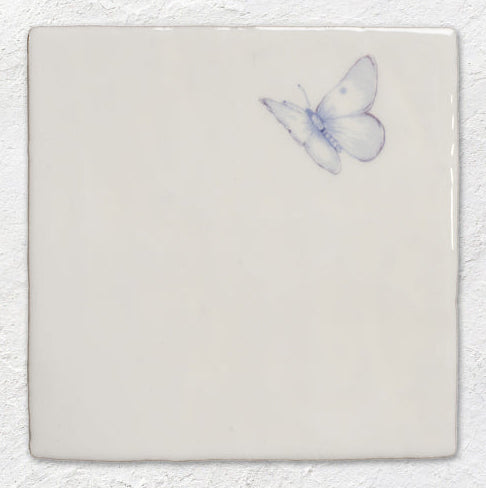 The Winchester Tile Collection Butterflies on Cotton Ceramic Tile 13x13cm Amethyst Aurora Decorative Tile Pastel On Cotton