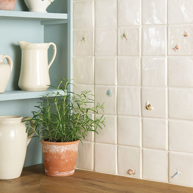 The Winchester Tile Collection Classic Bugs on Off White-