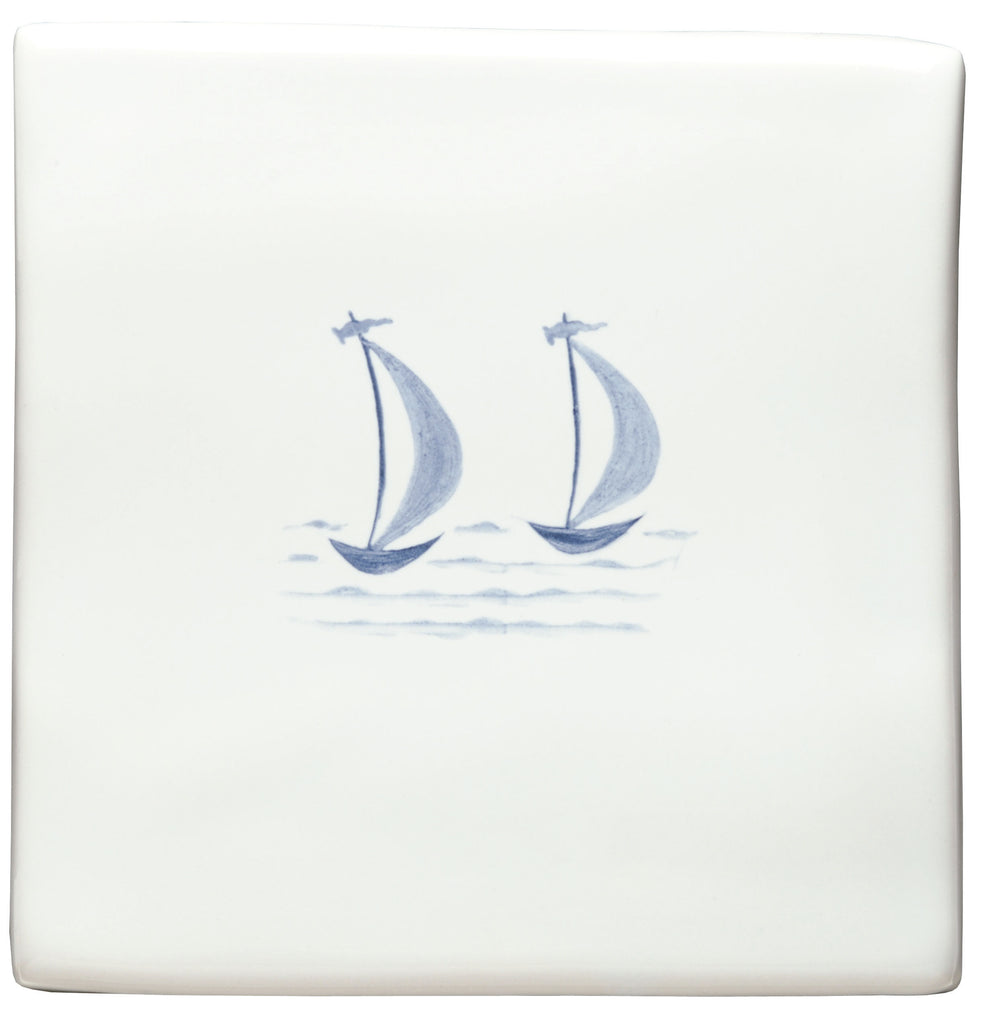 The Winchester Tile Collection Classic English Delft Hand Painted Boats-Mary & Gail of St Ives Delft Boats-IM-0019569