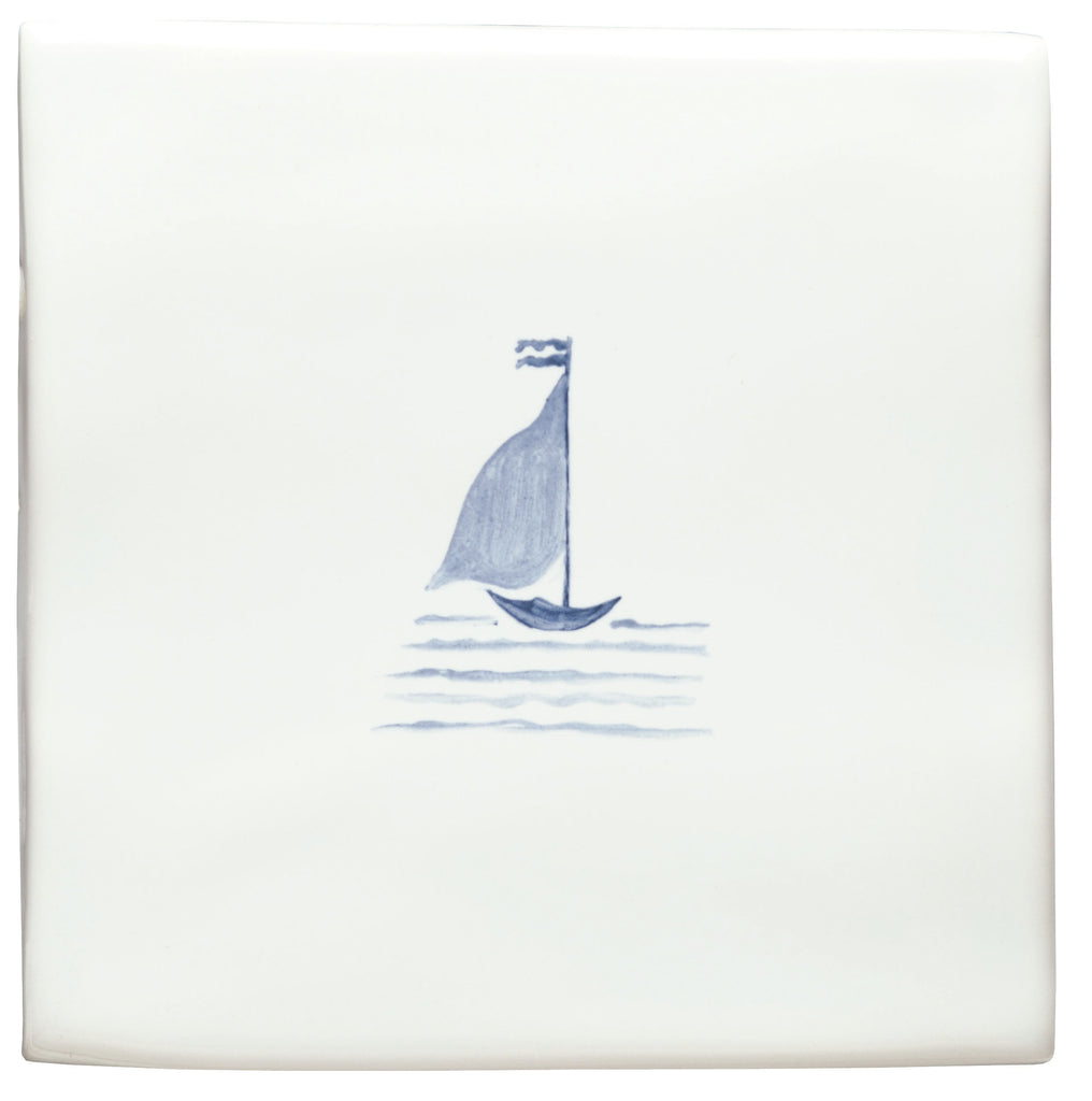 The Winchester Tile Collection Classic English Delft Hand Painted Boats-Trinite of London Delft Boat-IM-0004019