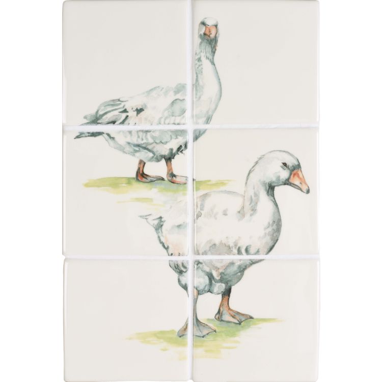 The Winchester Tile Collection Classic Flock of Geese-Cuthbert & Gertrude 6 tile set (36.9x24.6cm)-IM-0033800