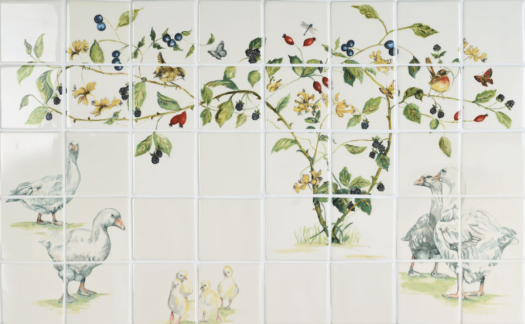 The Winchester Tile Collection Classic Flock of Geese-Flock of Geese 40 Tile Panel (98.4x61.5cm)-IM-0033804