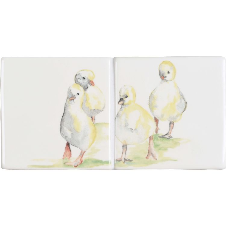 The Winchester Tile Collection Classic Flock of Geese-Goslings 2 tile set (24.6x12.3cm)-IM-0033803