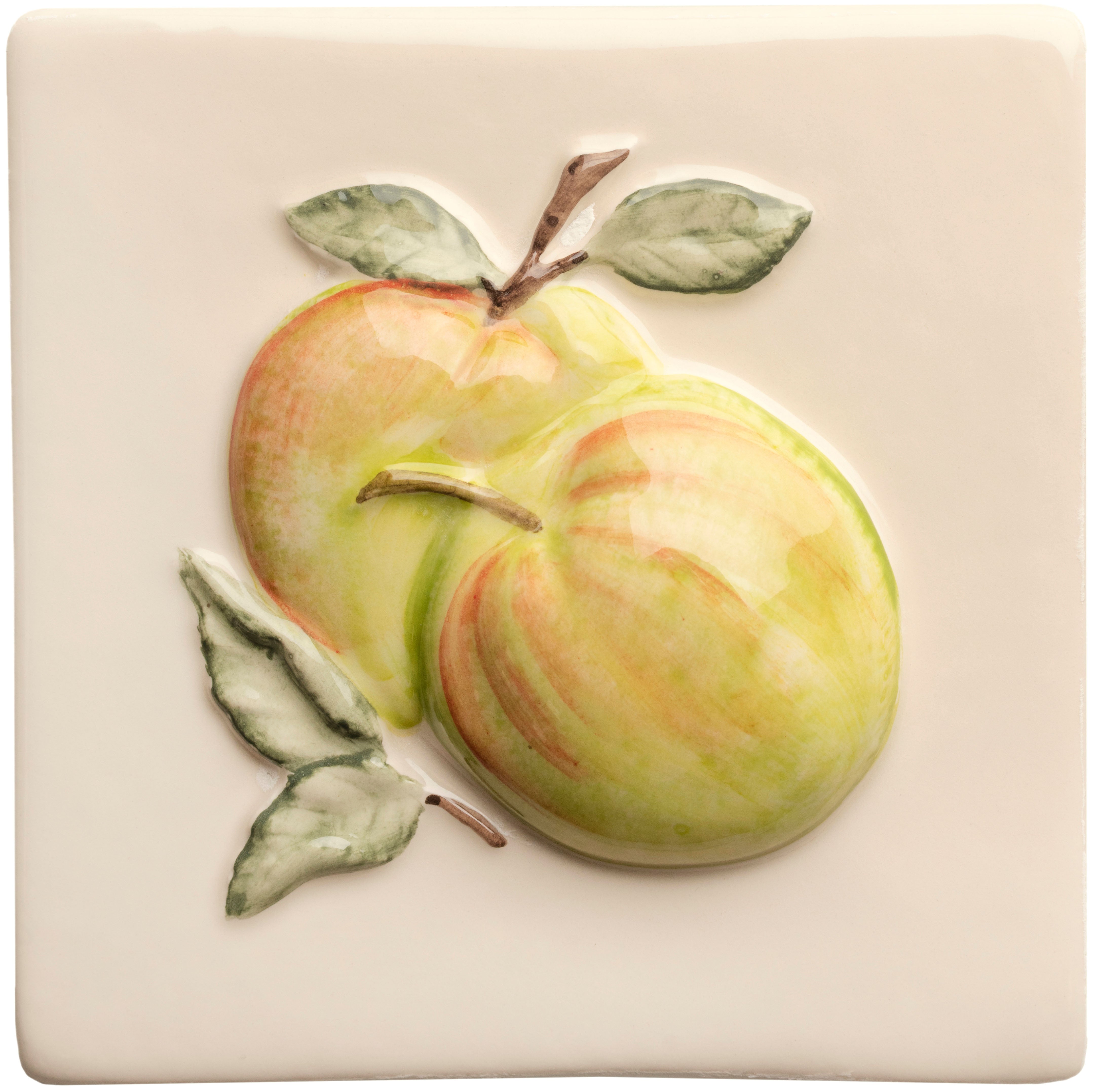 The Winchester Tile Collection Classic Summer Fruits Handpainted Tiles-Summer Fruits Apple Handpainted Tile-IM-0029331