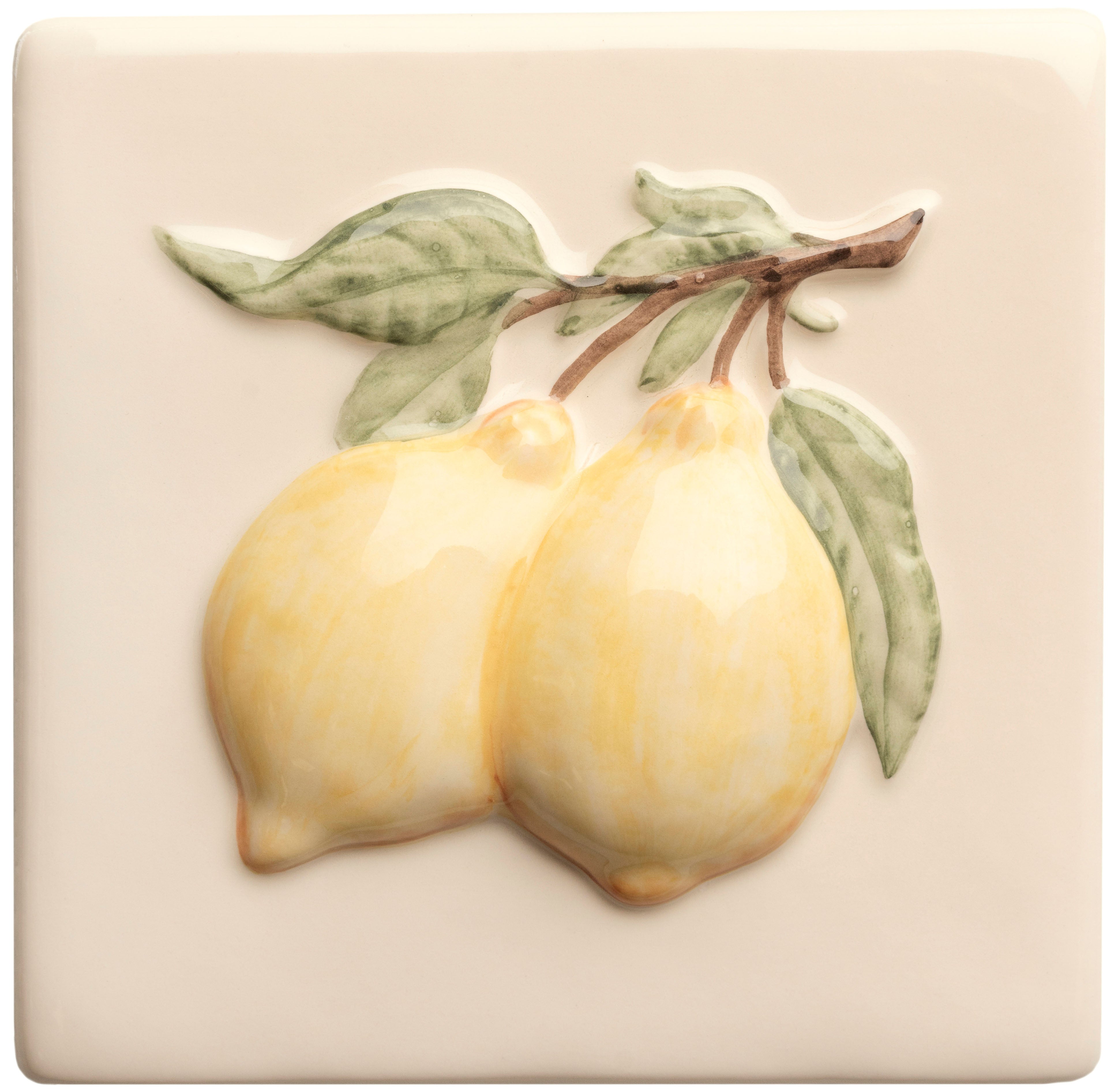 The Winchester Tile Collection Classic Summer Fruits Handpainted Tiles-Summer Fruits Lemon Handpainted Tile-IM-0029330
