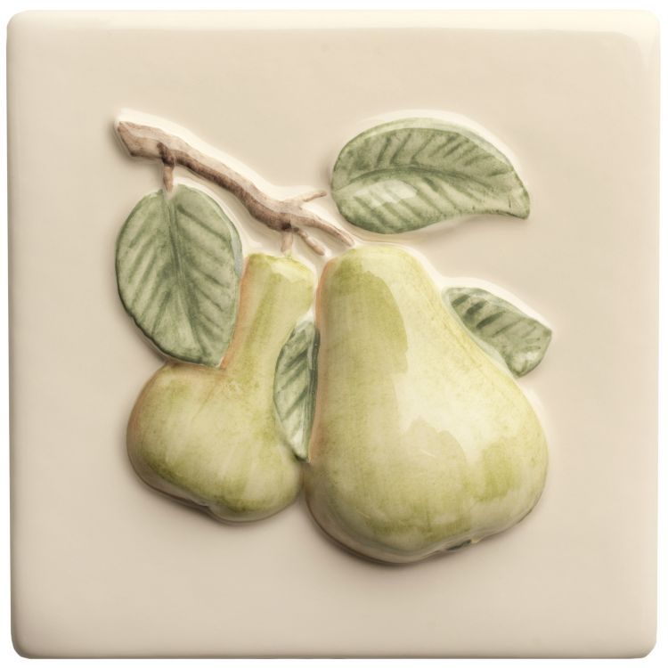 The Winchester Tile Collection Classic Summer Fruits Handpainted Tiles-Summer Fruits Pear Handpainted Tile-IM-0029318