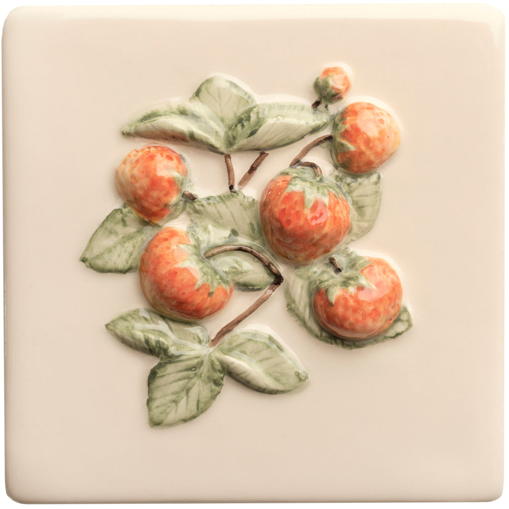The Winchester Tile Collection Classic Summer Fruits Handpainted Tiles-Summer Fruits Strawberry Handpainted Tile-IM-0029328