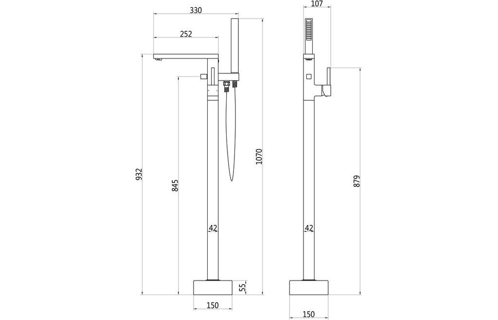 Thena Floor Standing Bath/Shower Mixer - Chrome-Bath Taps-CAPTA4164-