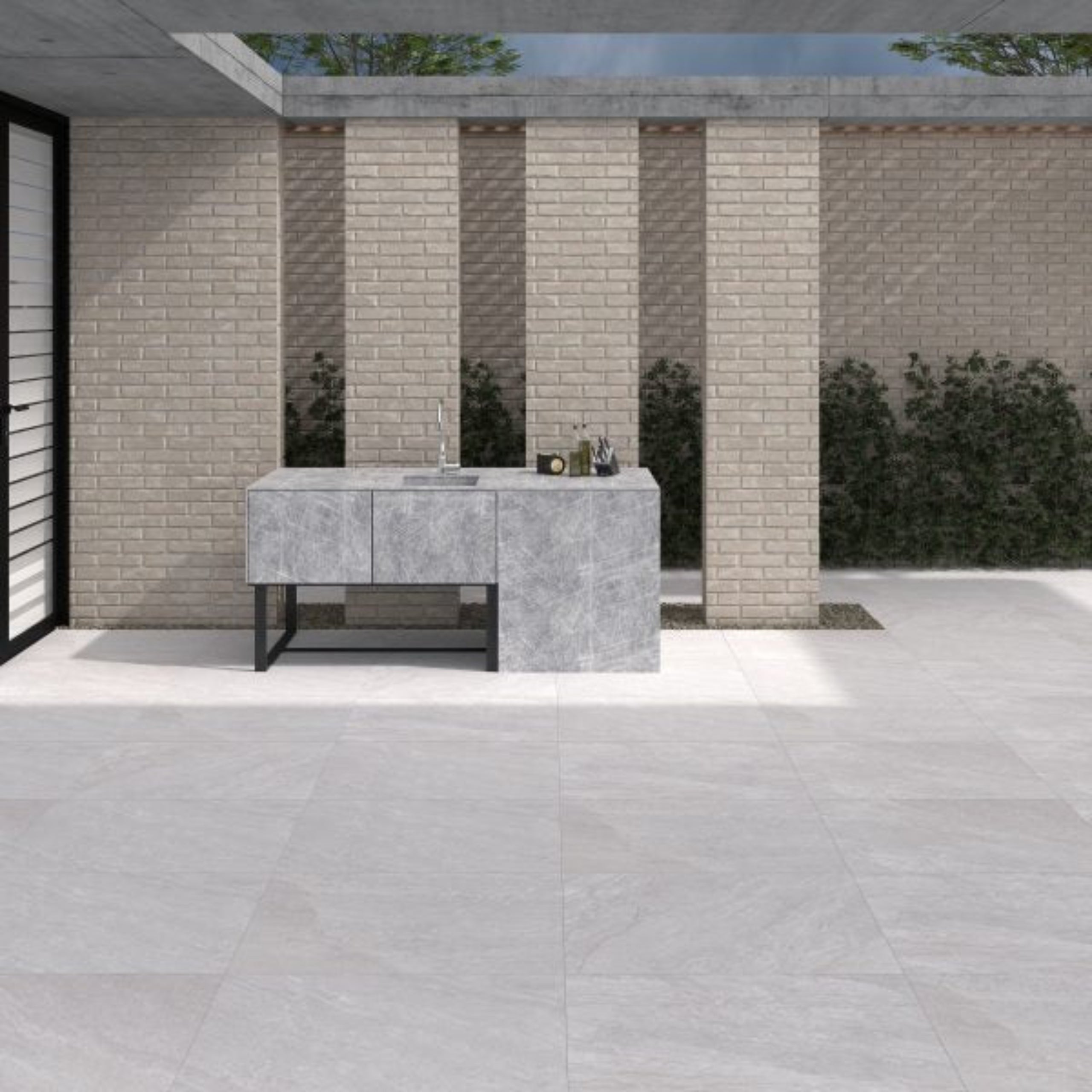 Broomhill White Outdoor Porcelain Slab Tile 60x90cm