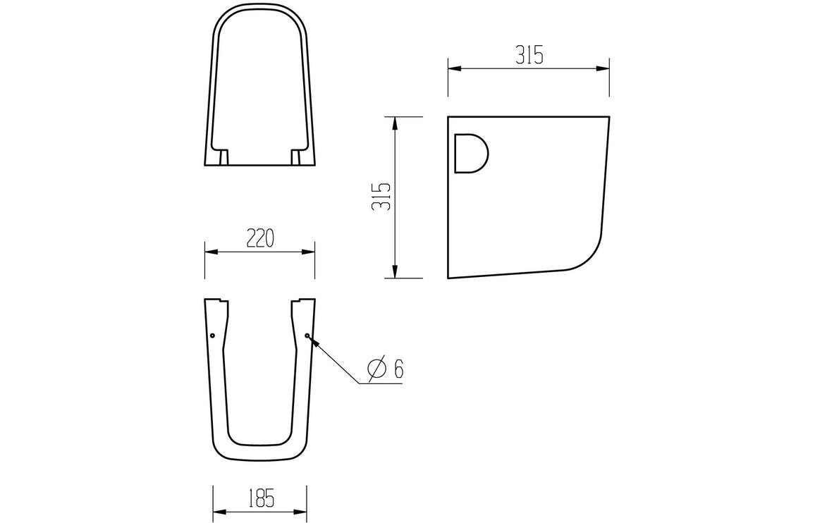 Tilly 600x400mm 1TH Basin & Semi Pedestal-Basins-DIBP1150-