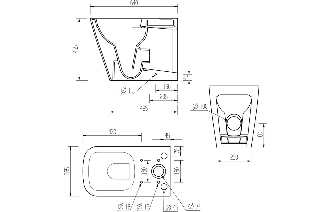 Tilly Rimless Close Coupled Comfort Height WC Fully Shrouded & Soft Close Seat-Toilets-DIPTP0176-