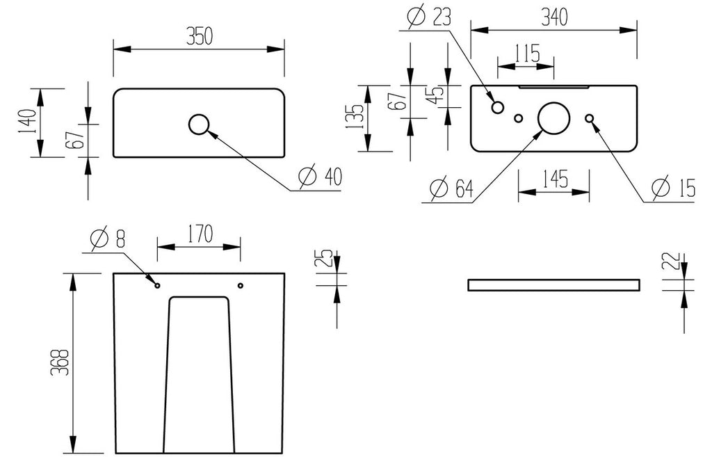 Tilly Rimless Close Coupled Open Back Short Projection WC-Toilets-DIPTP0300-