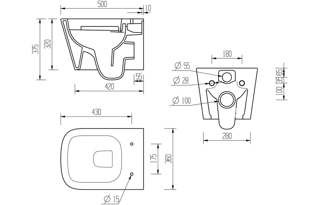 Tilly Rimless Wall Hung WC & Soft Close Seat-Toilets-DITP0178-
