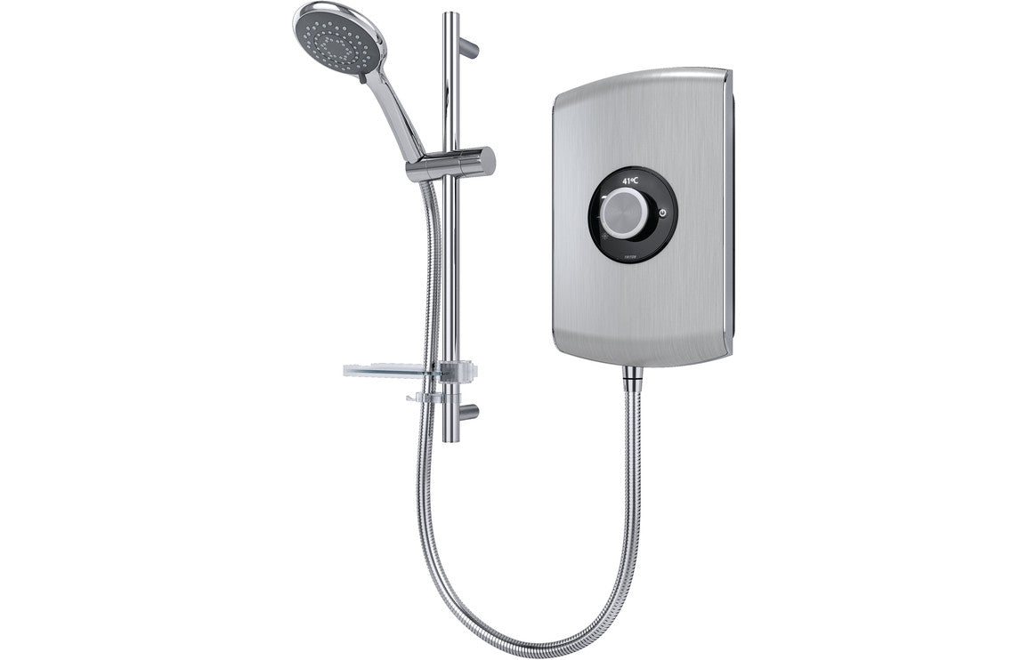 Triton Amore Electric Shower - Brushed Steel-Electric Showers-DICM0302-8.5kW-