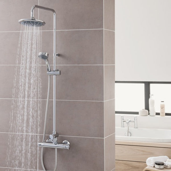 Triton Dene Thermostatic Bar Mixer Shower with Diverter - Chrome-Shower Rail Kits-DICM0262-