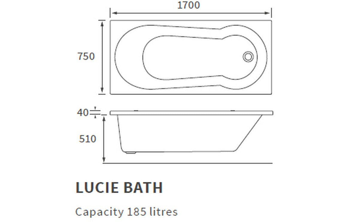 Trojan Keyhole Bath 1700x800mm-Baths-CAPAB0376-