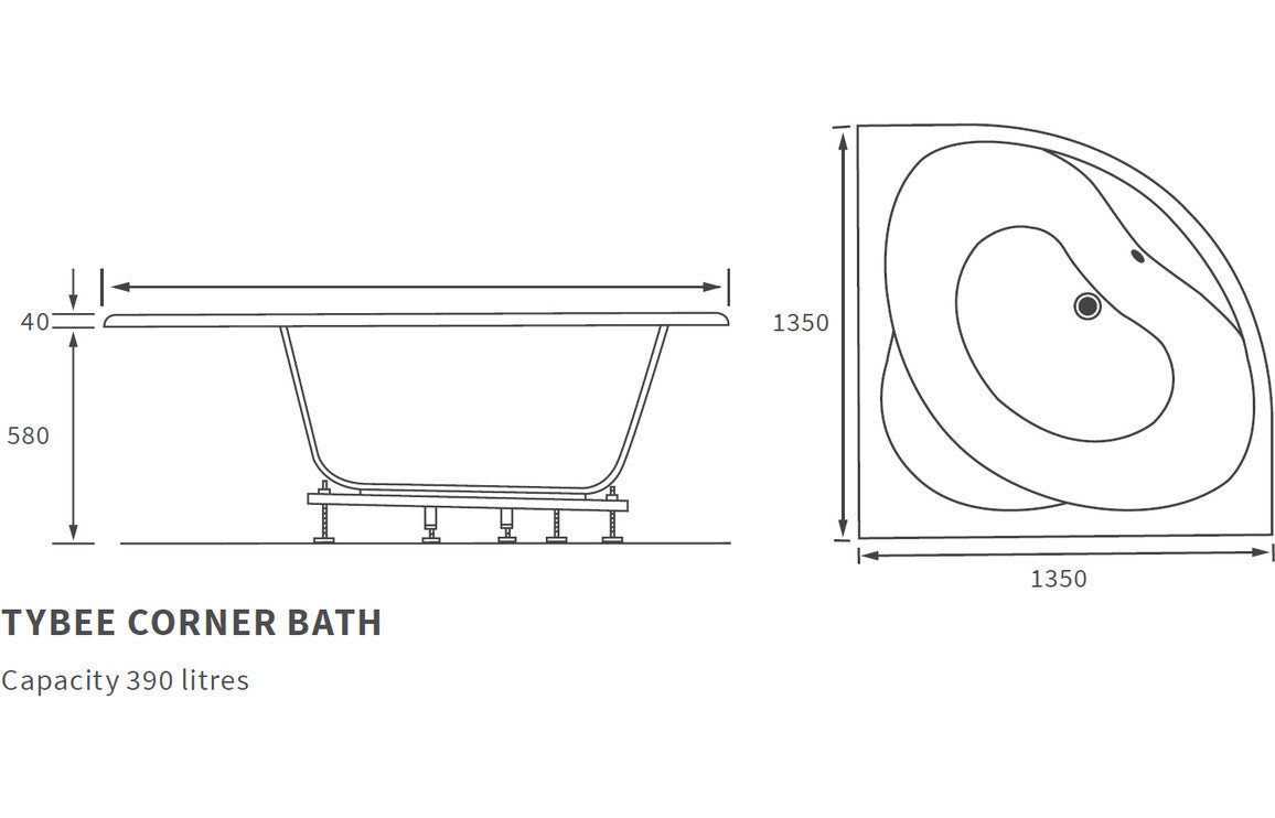 Trojan Laguna Corner Bath 1200x1200mm-Baths-CAPAB0369-