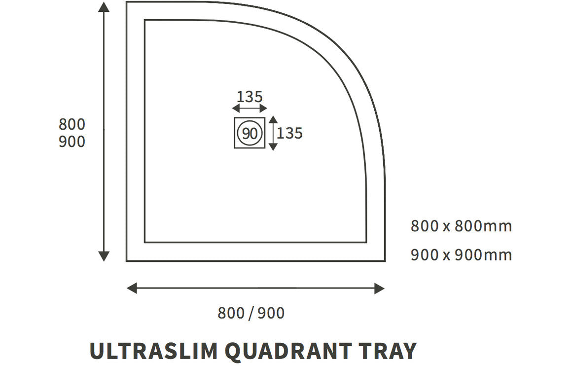 Ultra-Slim Anti Slip Quadrant Shower Tray & Waste-Shower Trays-DIETP1472-