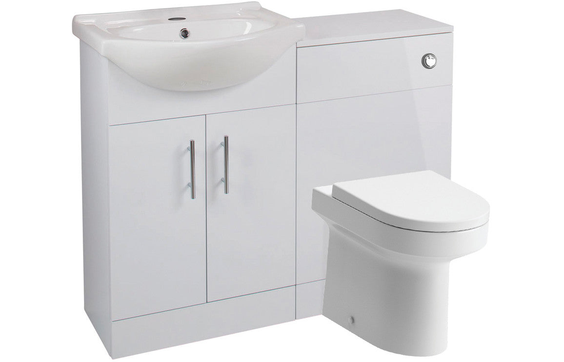 Vallia Basin Unit & WC Unit Pack 1060mm - White Gloss-Bathroom Furniture-CAPVALLIA-