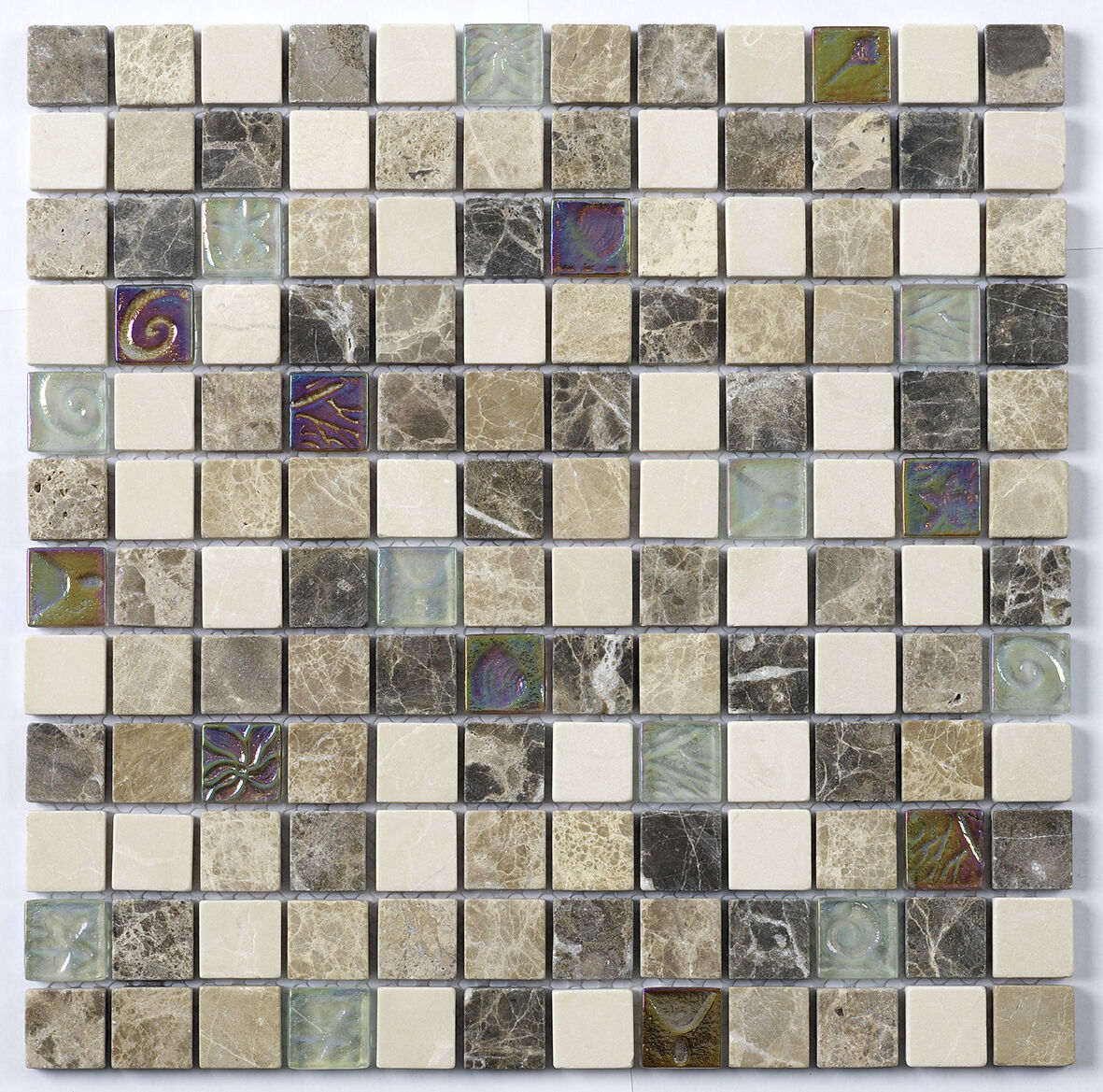 Verona Emperador Cream Glass/Stone Mix Mosaic 23x23mm