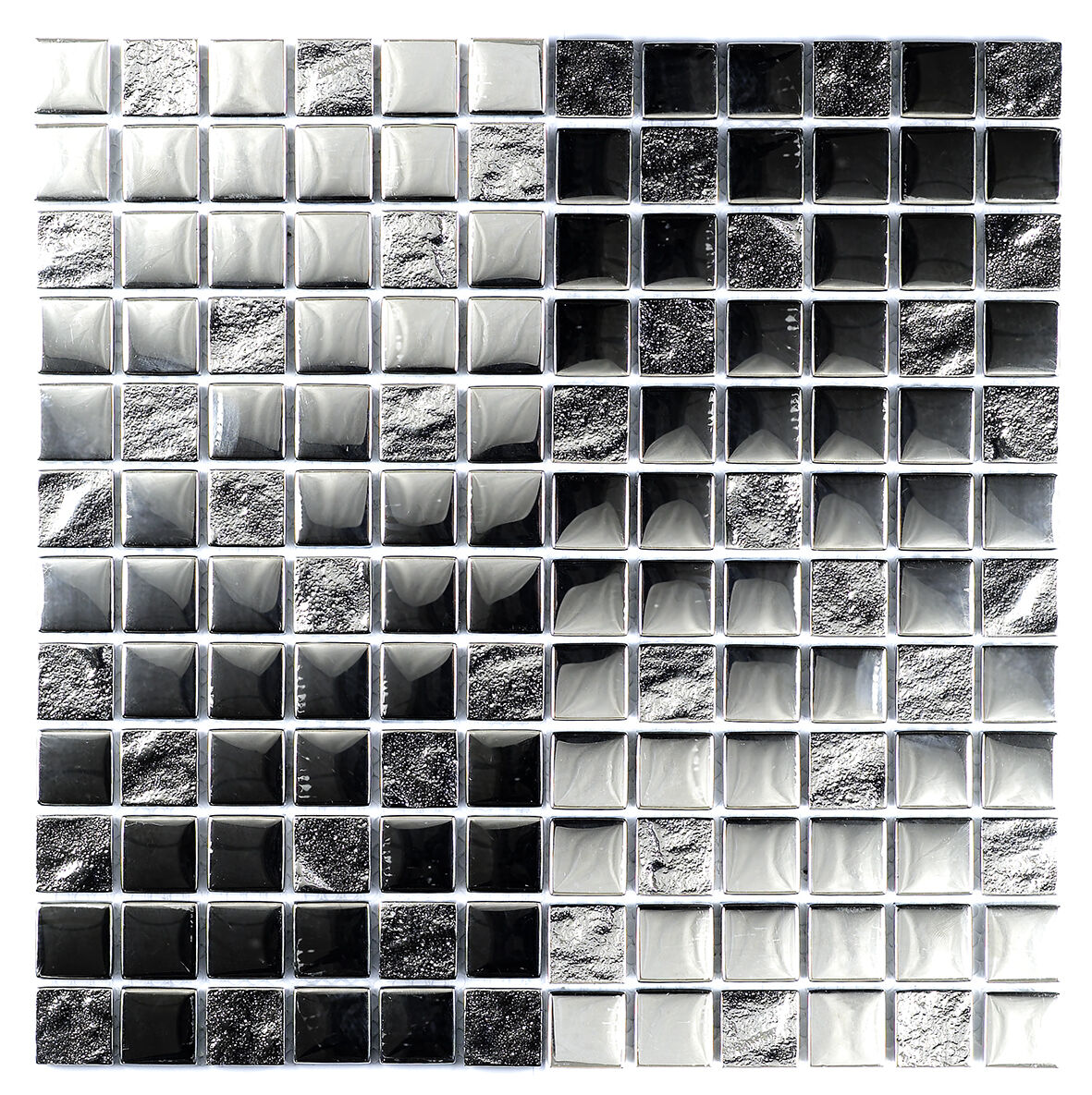 Verona Chrome Pattern Glass Mosaic 23x23mm