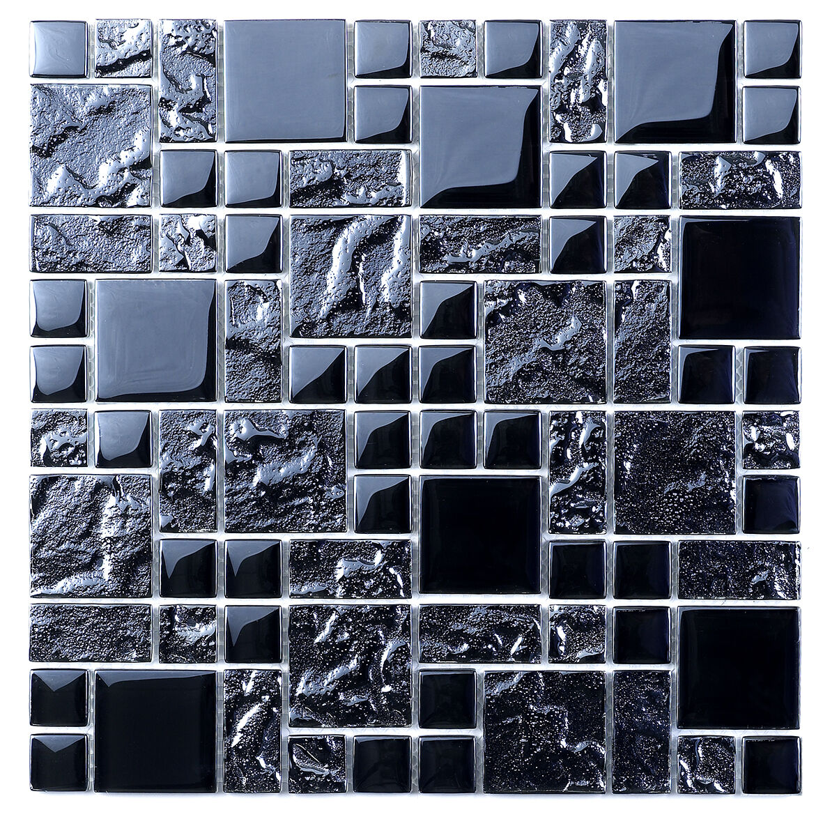 Verona Black Reflective Mix Glass Modular Mosaic