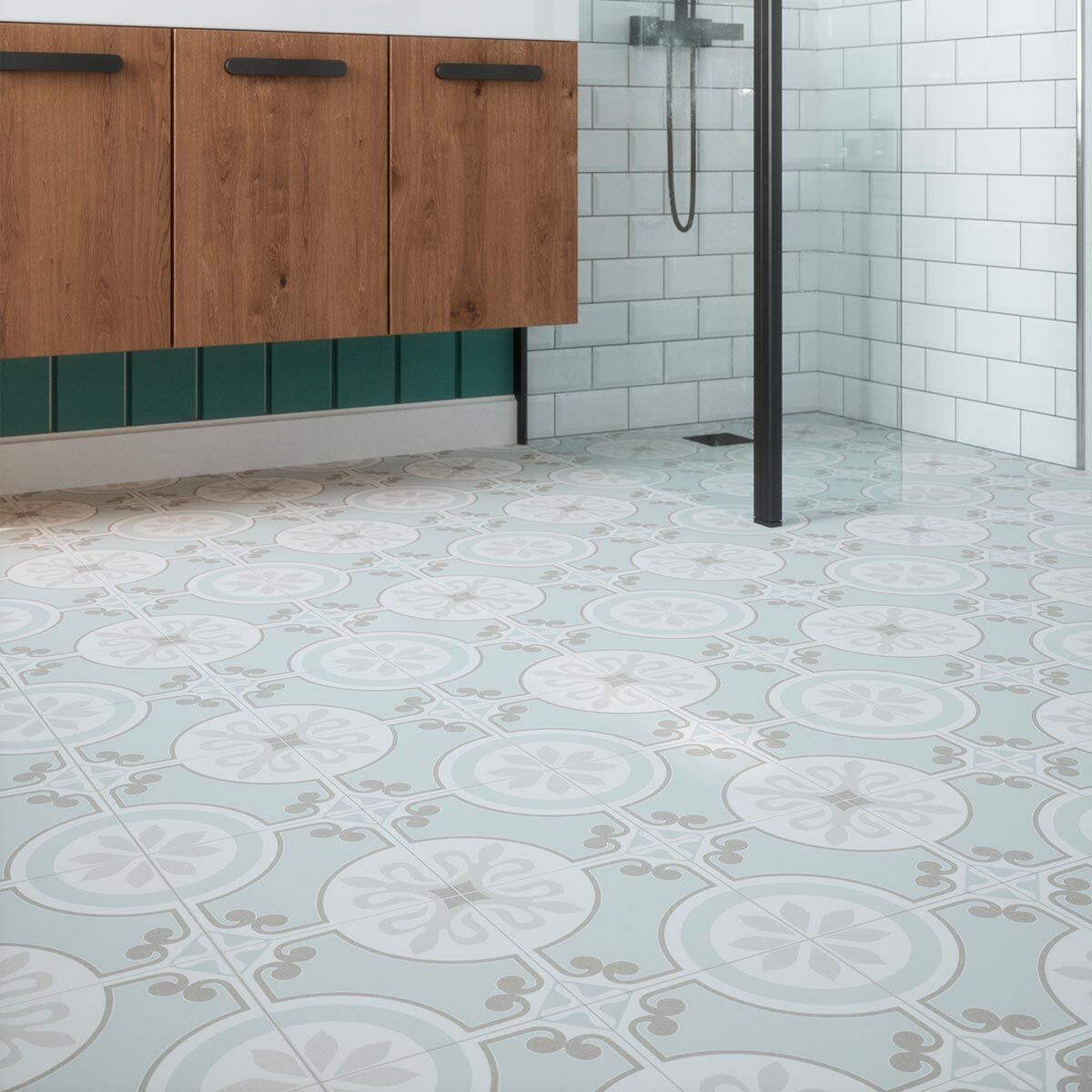 Ribera Aqua Pre-Scored Pattern Matt Ceramic Wall & Floor Tile 45x45cm