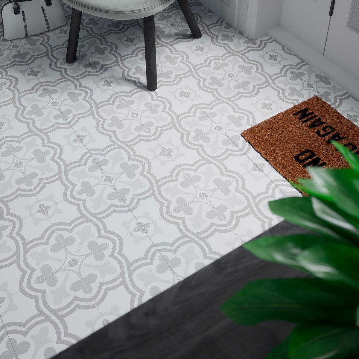 Morales Grey Pre-Scored Matt Pattern Ceramic Wall & Floor Tile 45x45cm