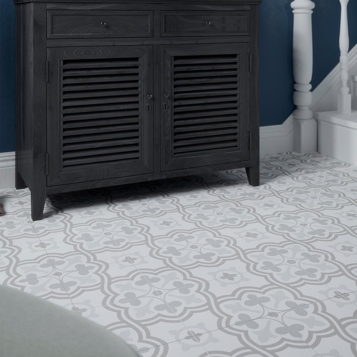 Morales Grey Pre-Scored Matt Pattern Ceramic Wall & Floor Tile 45x45cm