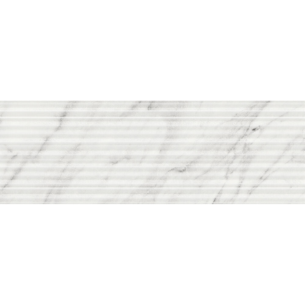 Terma White Marble Effect Ceramic Decor Wall Tile 25x75cm