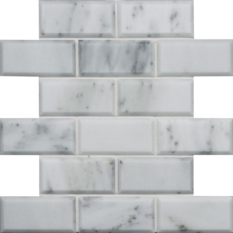Original Style Earthworks Viano White Honed & Bevelled Brickbond Mosaic Tile 25x30cm