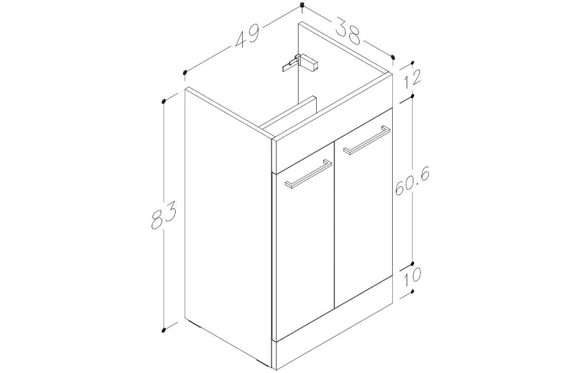Vista 510mm Floor Standing 2 Door Basin Unit & Basin - Grey Gloss-Bathroom Furniture-DIFTP2112-