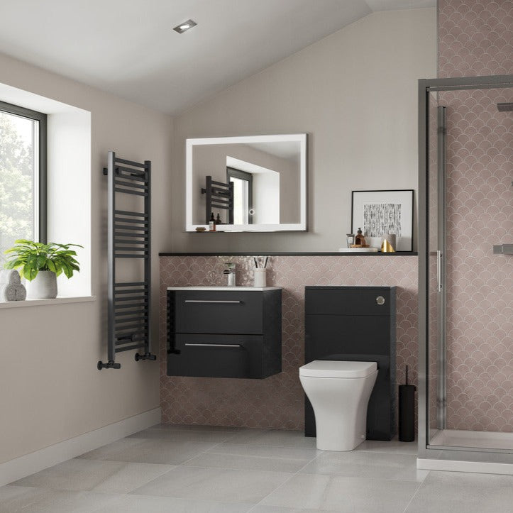 Vista floor Standing 2 Door Basin Unit & Basin 510mm Anthracite Gloss-Bathroom Furniture-DIFTP2114-