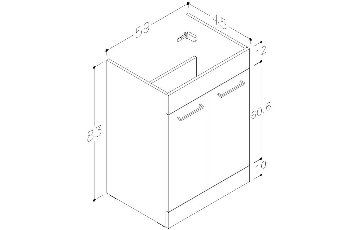 Vista floor Standing 2 Door Basin Unit & Basin 510mm Anthracite Gloss-Bathroom Furniture-DIFTP2114-