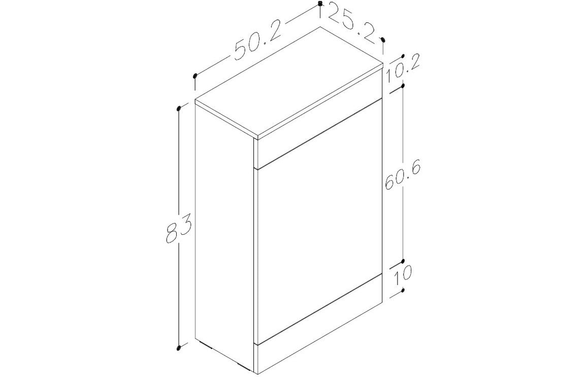 Vista Floor Standing WC Unit 500mm Grey Gloss-Bathroom Furniture-DIFTT2120-